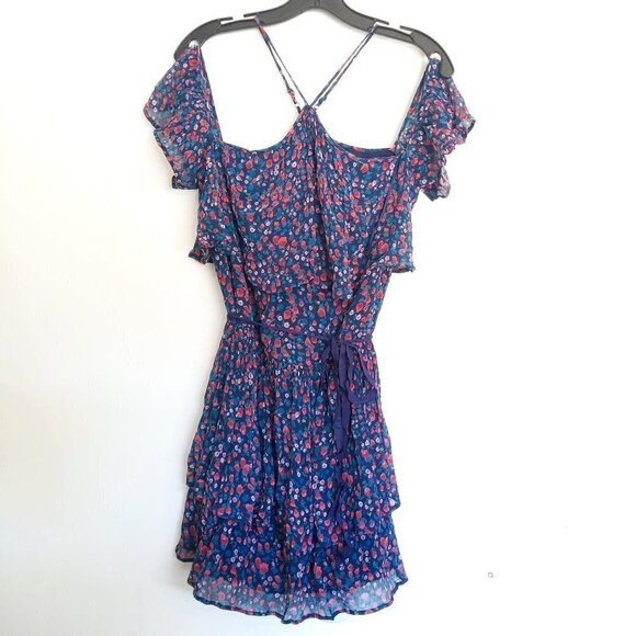 Paige Darya Floral Print Halter Silk Ruffle Layered Mini Dress Size Medium - Picture 6 of 17